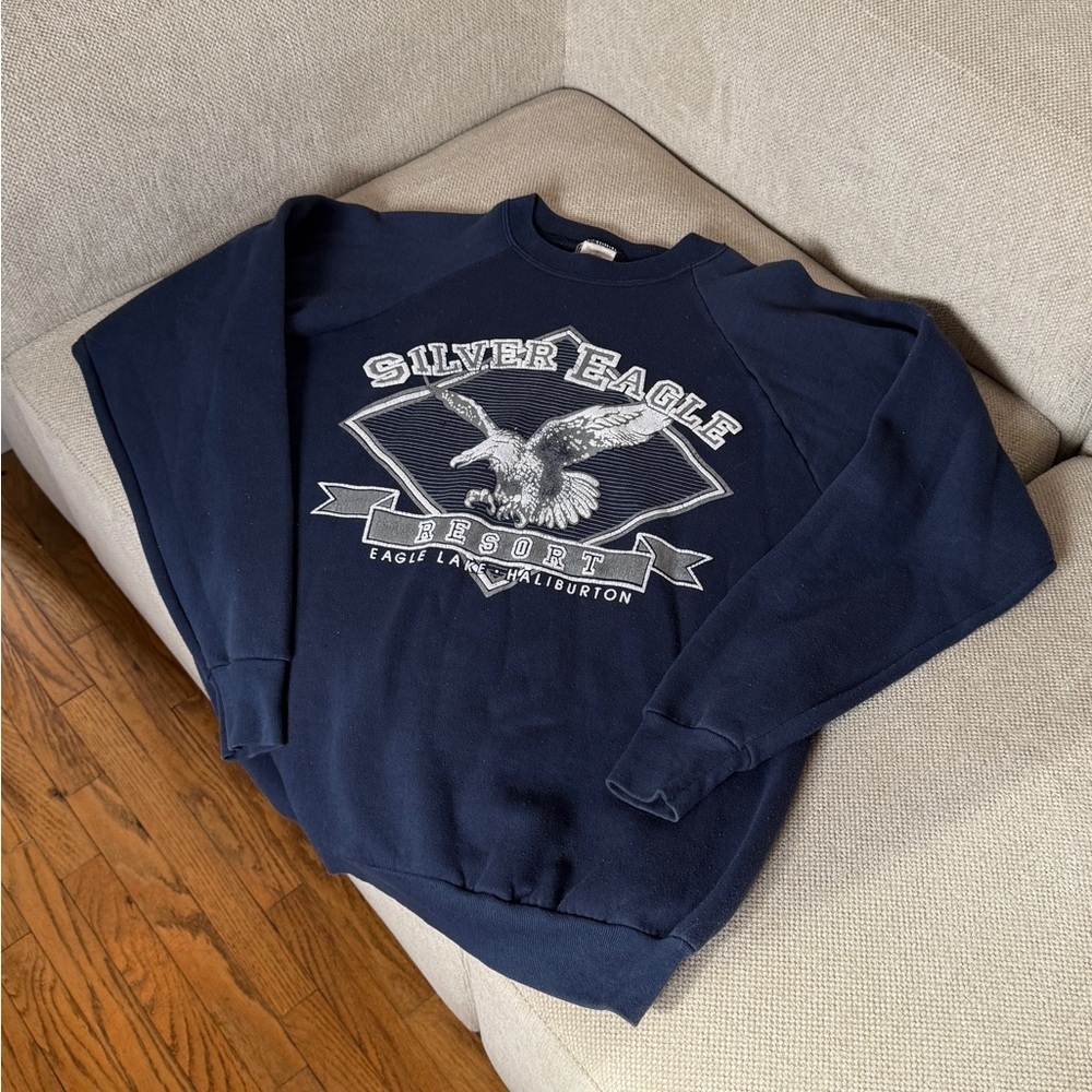 Navy Blue vintage Men's Sweater - Picture 3 of 5